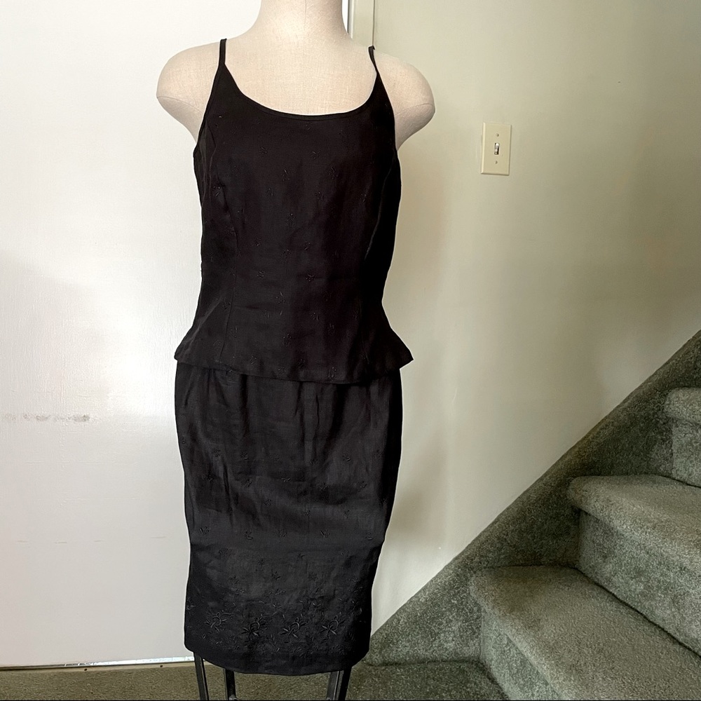 NWT L&T 2PC Black Linen Skirt Set -Sizes Mismatch